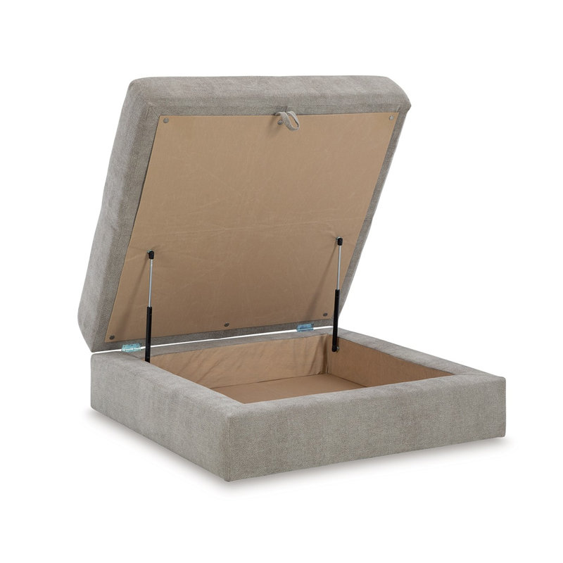Repose-pieds Asla avec rangement, roues verrouillables, polyester gris 40 po