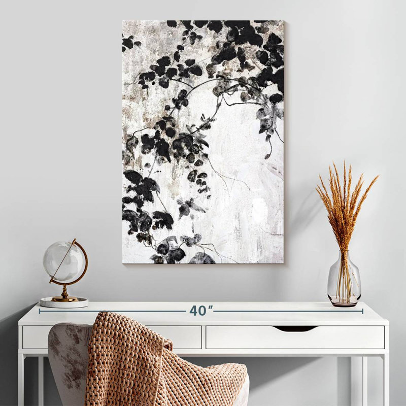 Harnek feuilles noires, H 30 po x l 20 po