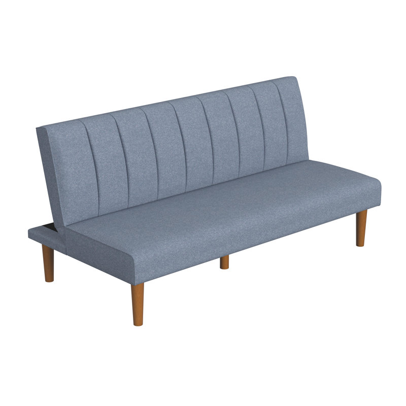 Bergen 66" Upholstered Convertible Futon Sofa, Blue Woven