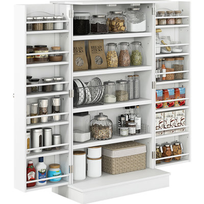Armoire de cuisine à 5 tablettes avec 12 épices - Rangez et organisez la vaisselle, les livres de cuisine, les casseroles et les poêlons