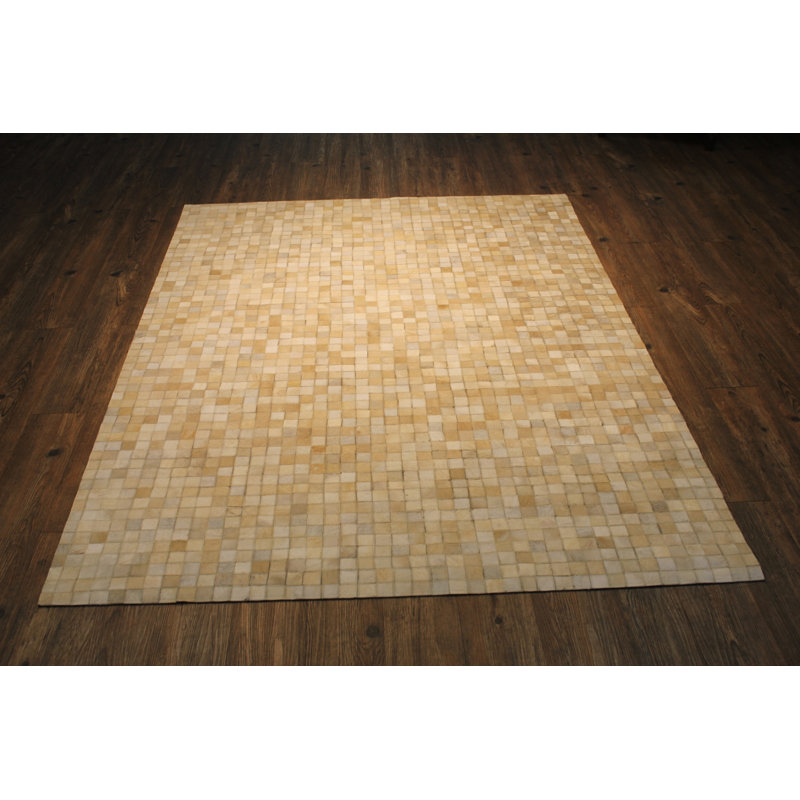 Tapis de surface beige tissé à la main Ariton, Rectangle 5 pi x 7 pi
