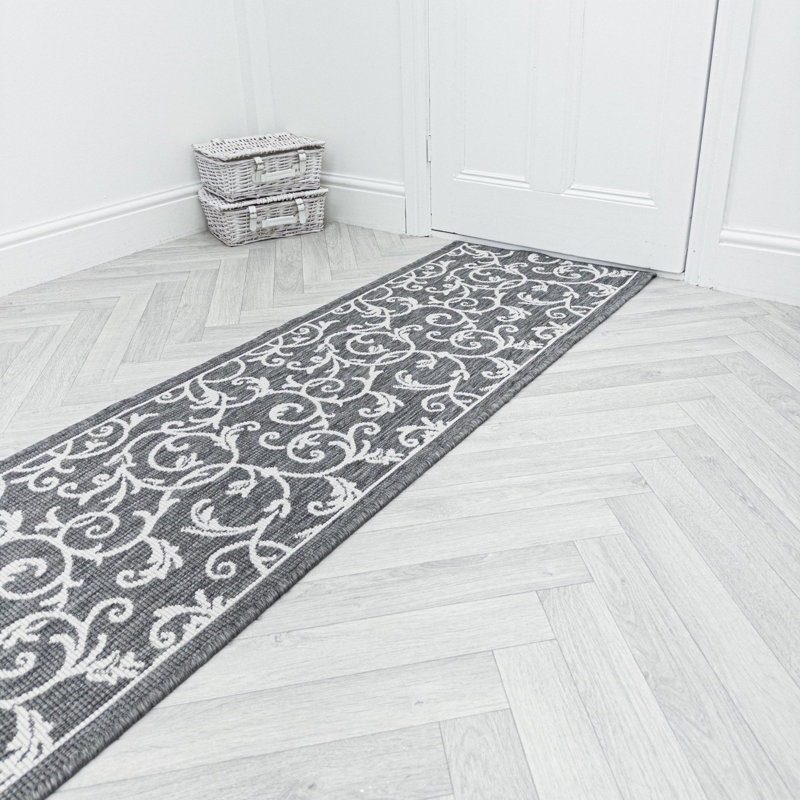 Runner Damask Flatweave Area Rug, Runner 60 x 360 cm