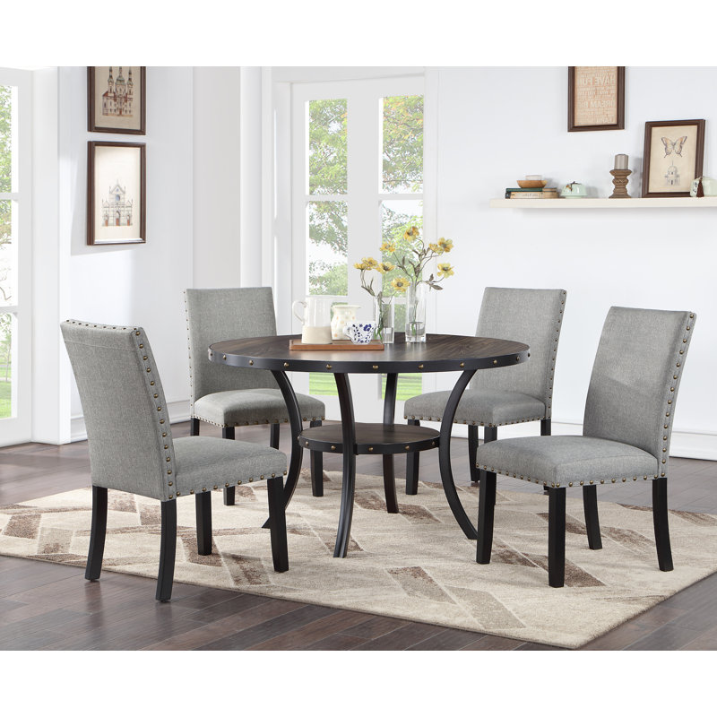 Gulja Round Table with Storage, 30.5"H x 48.4"L x 48.4"W