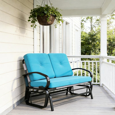 Banc coulissant bleu à 2 places avec tissu en maille respirante, design et, pour la détente en plein air, l 47,25 "x P 29,5" H 32,25 "personne Mesh, grands rassemblements confortables, capacité de 396 livres
