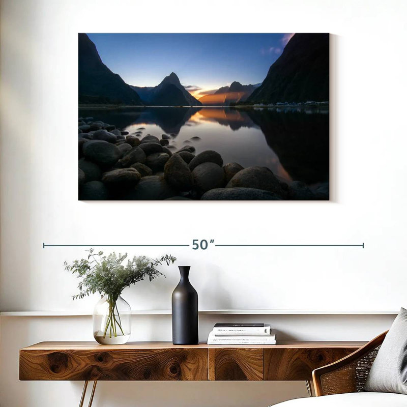 Marchelle, Milford Sound, coucher de soleil sur le lac