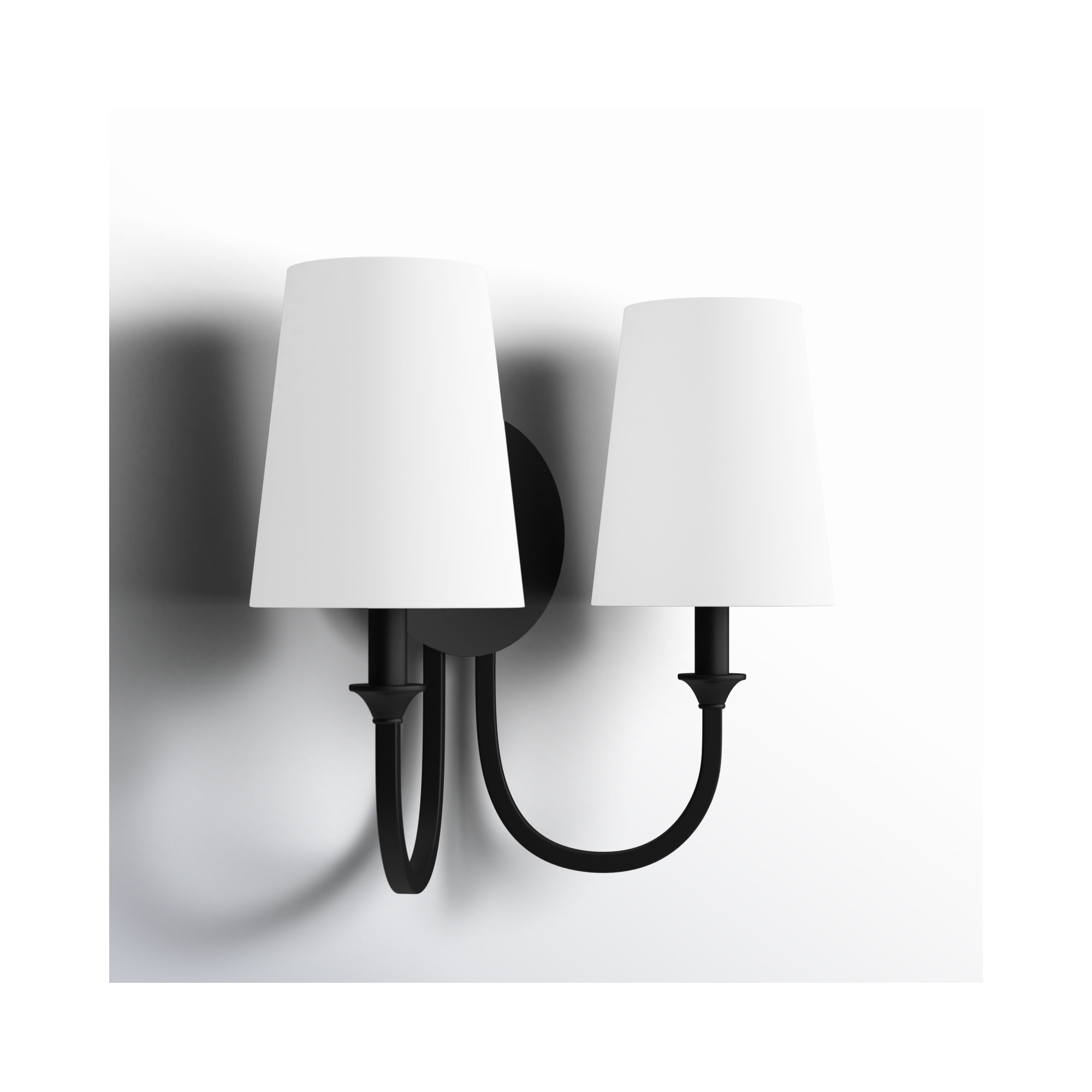 Ikenna 2 Light Dimmable Armed Sconce, Black Forged