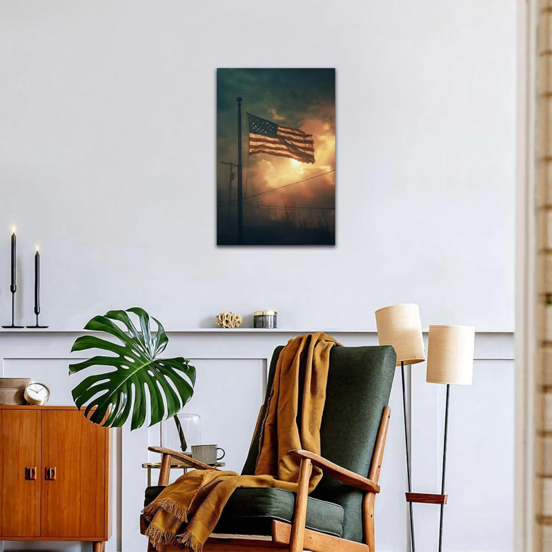 Twilight American Flag Independence Day 18×24 Inch Canvas Wall Décor