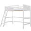 Lit mezzanine simple en bois massif avec échelle (blanc)-130120374