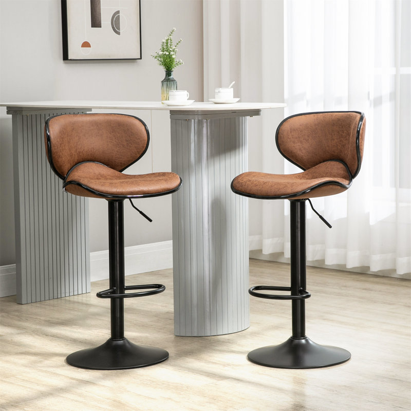 Bety Swivel Upholstered Adjustable Height Bar Stool with Steel Frame