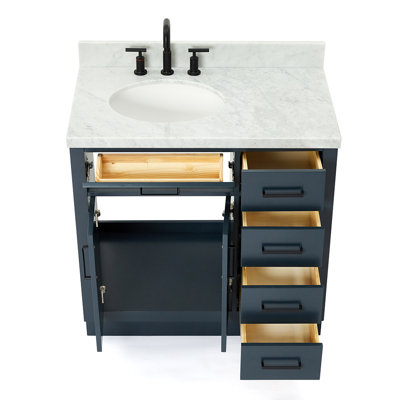ARIEL HEPBURN 37 IN RIGHT OFFSET RECTANGULAR SINK VANITY 1,5 IN