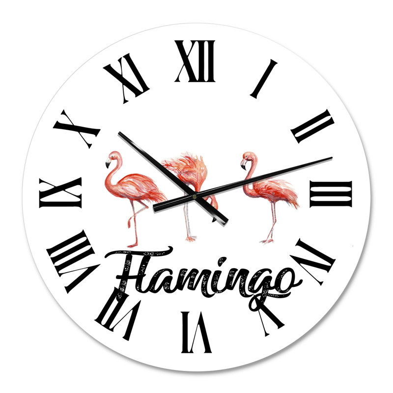 Trois flamants roses - Horloge murale, Petit