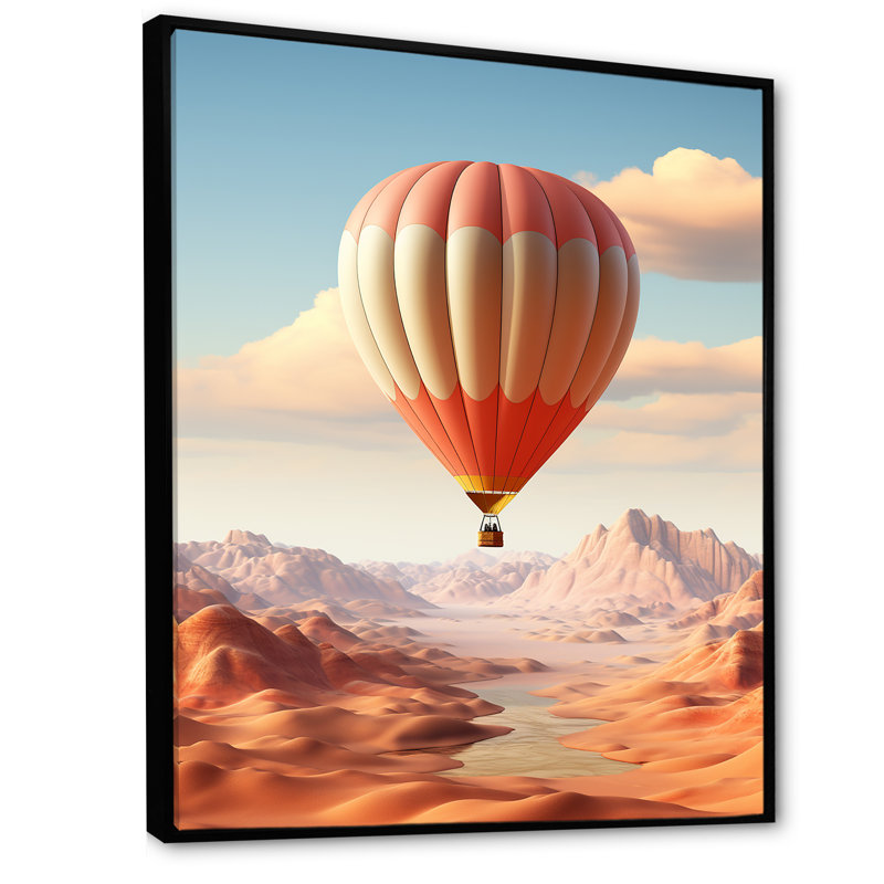 «Hot Air Balloon Voyage in the Skies Harmony», reproduction sur toile, Cadre flottant noir, H 40 po x l 30 po x P 1,5 po