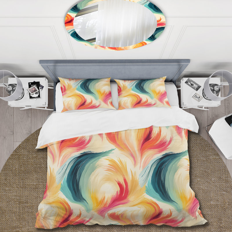 Ensemble de housse de couette floral sarcelle et jaune, Housse de couette simple + 1 taie décorative stan