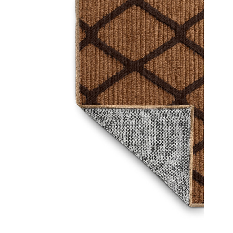 Tapis brun treillis lavable à la machine, Carré 4 pi