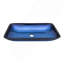 Lavabo de salle de bain au-dessus du comptoir Lavabo carré en verre trempé dégradé bleu pour salle de bain, lavabo en verre trempé avec bonde escamotable (sans robinet)