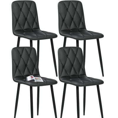 Upholstered Metal Leather Side Chair Dining Chairs (Set of 4)
