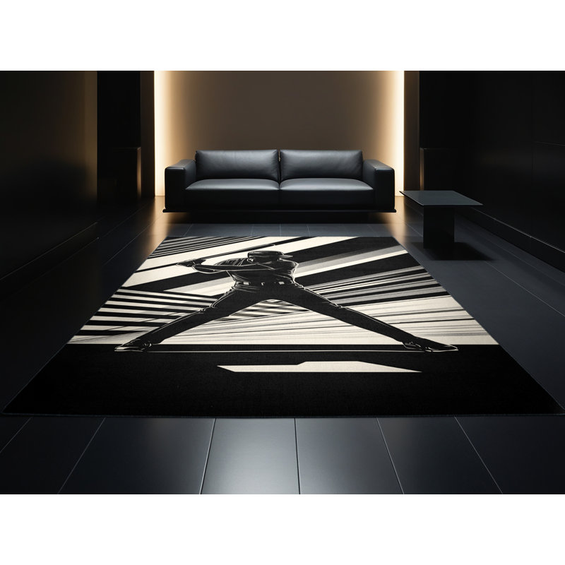 Tapis à rayures Soft Plush Enger Baseball, 5x8