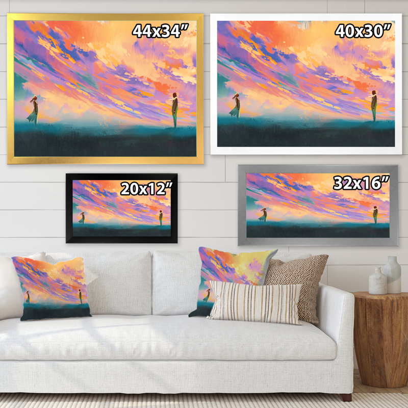 Jeu vidéo Fantasy Couple In Love - Décoration murale moderne sur toile, Cadre photo noir, H 8 po x l 12 po x P 1 po
