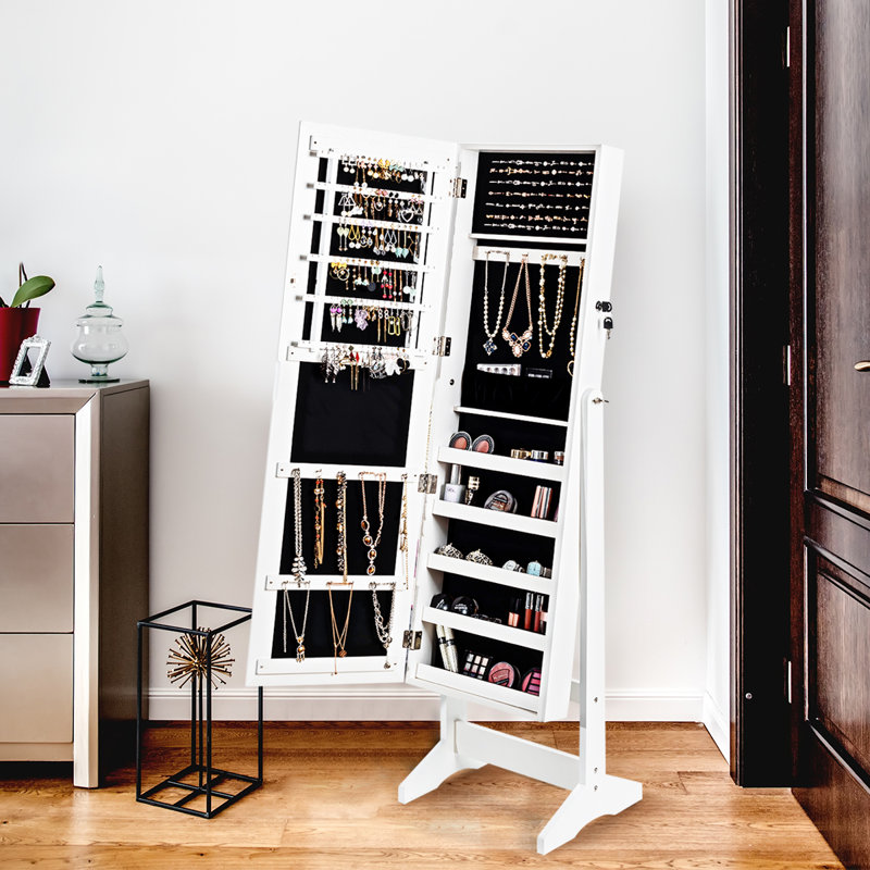 Armoire à bijoux avec Miroir aledra, Blanc