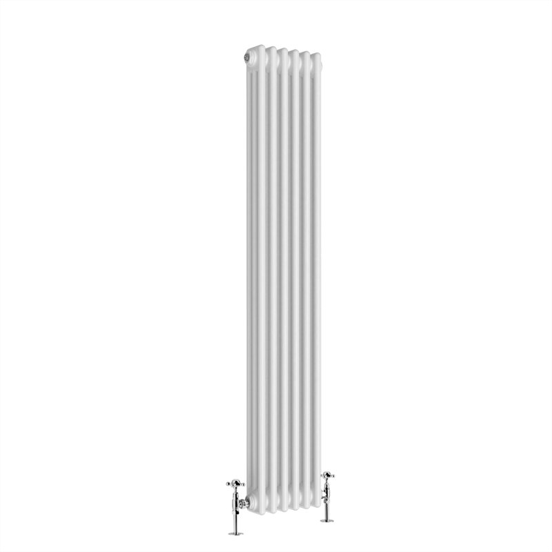 Valery Vertical Traditional 3 Column Cast Iron Style Designer Radiator, White, 180cm H x 29cm W