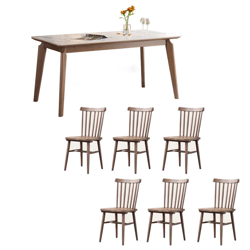 Table de salle à manger rectangulaire en bois de frêne de style nordique, H 29,53 po x L 55,12 po x l 31,5 po 