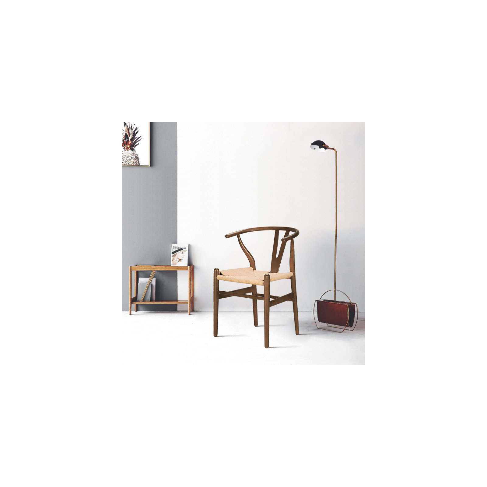 Wyn Woven Solid Wood Dining Chair, Walnut / Natural, 1