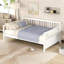 Lit de jour blanc avec pieds de soutien, multifonctionnel pour la chambre à coucher et l'espace de vie, rangement supplémentaire fourni en blanc, structure solide, pour la chambre, l'installation