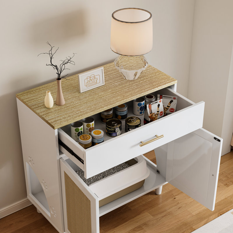 Armoire en bois pour animal de compagnie pour bureau avec patin à griffer et espace de rangement