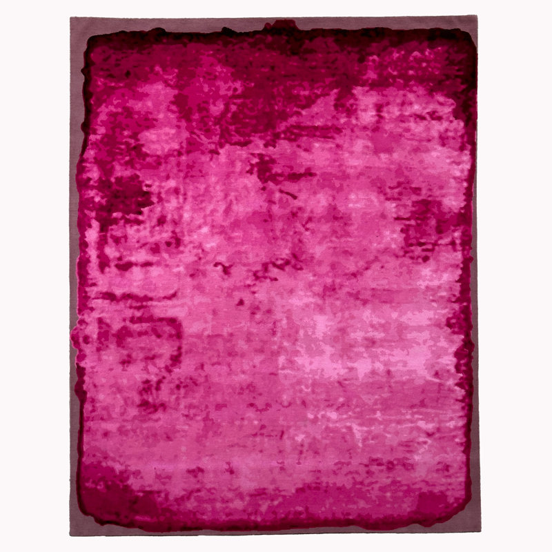 Contemporary Tibetan Wool Rug, Pink, Rectangle 8' x 10'