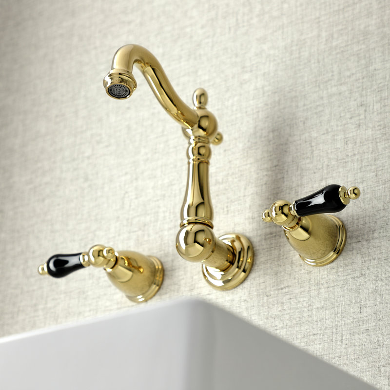 Kingston Brass Duchess Two-Handle Wall Mount Bathroom Faucet, Polished Brass