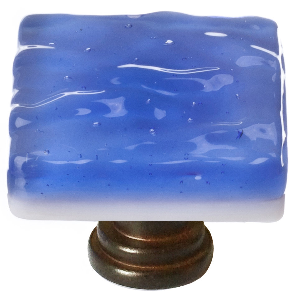 Glacier Square Knob Knob, Oil Rubbed Bronze, Sky Blue