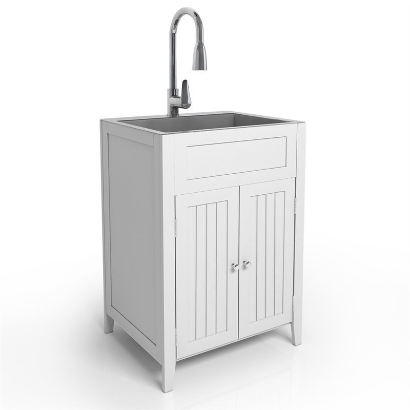 Évier à lessive portatif en acier inoxydable 23,6 po x l 19,7 po avec robinet