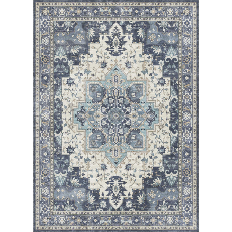 Vintage Harmony Neutral Floral Machine Washable Area Rug, Rectangle 120 x 170cm
