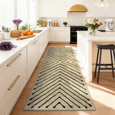 Tapis moderne à rayures lavable avec envers antidérapant pour salon, chambre, salle à manger ou bureau à domicile