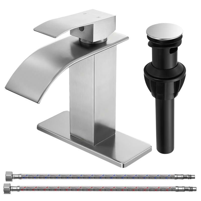 Single-handle Bathroom Faucet with Drain Assembly, Brushed Nickel