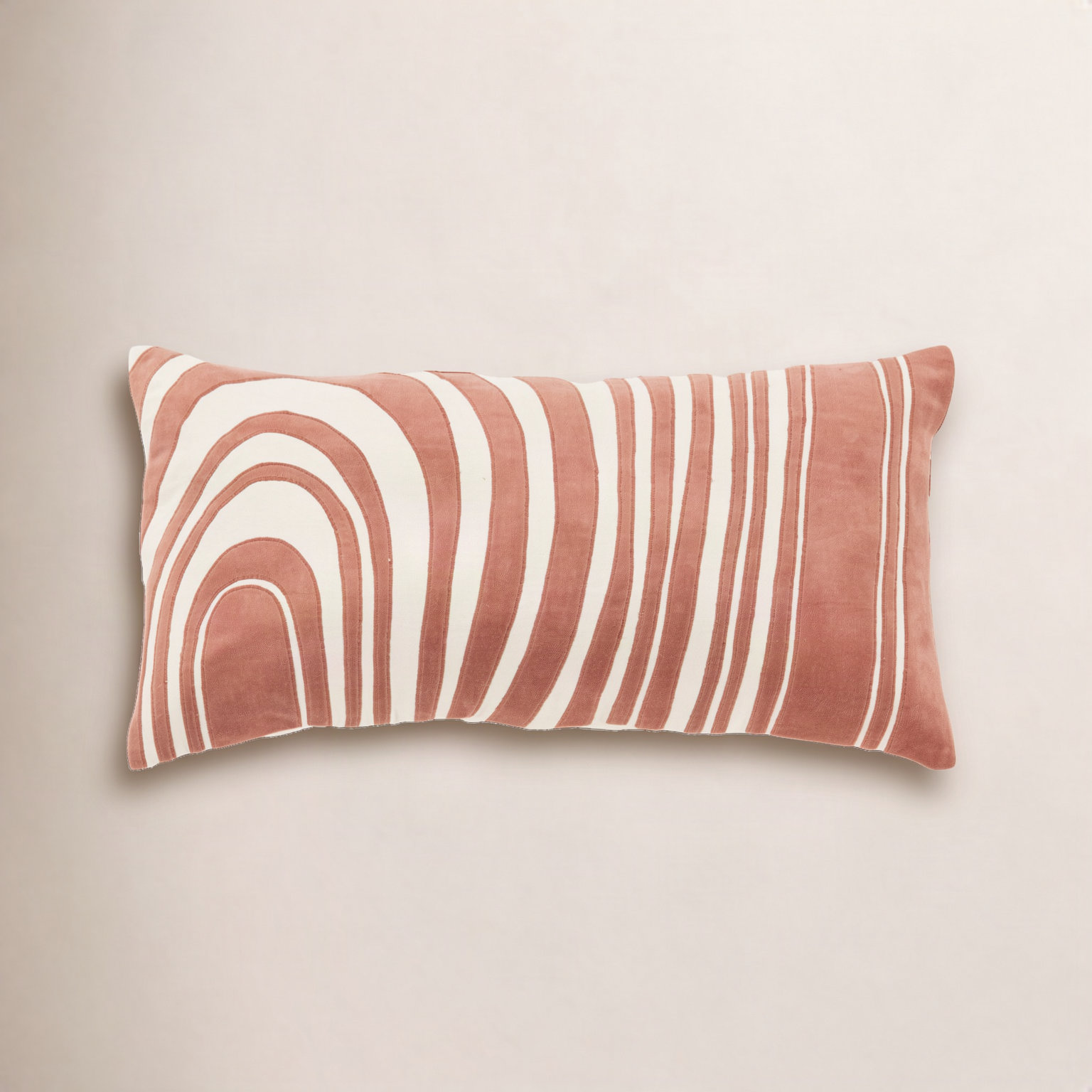 Hatton 26" x 14" Embroidered Throw Pillow, Orange/Beige