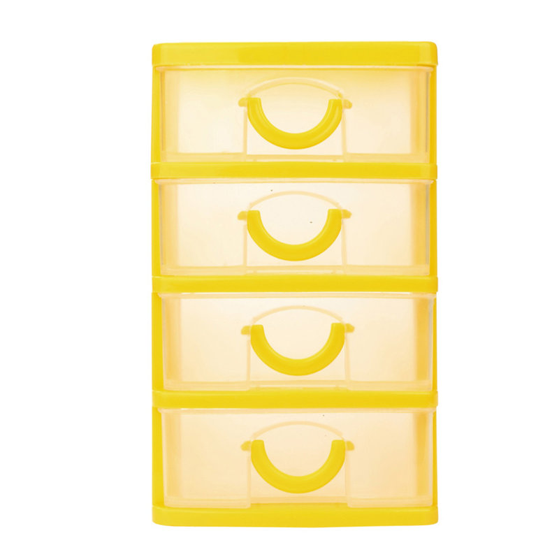 Petite caisse en plastique avec tiroirs de bureau, 5.91" H x 4.72" W x 3.54" D, Jaune