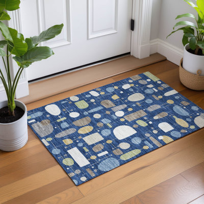 Tapis de style Mid-Century intérieur / extérieur lavable à la machine Juliet ACN2393