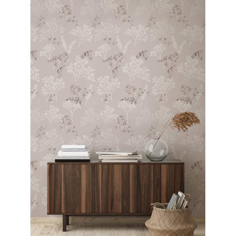 Papier peint adhésif Breezy Blooms, Gris