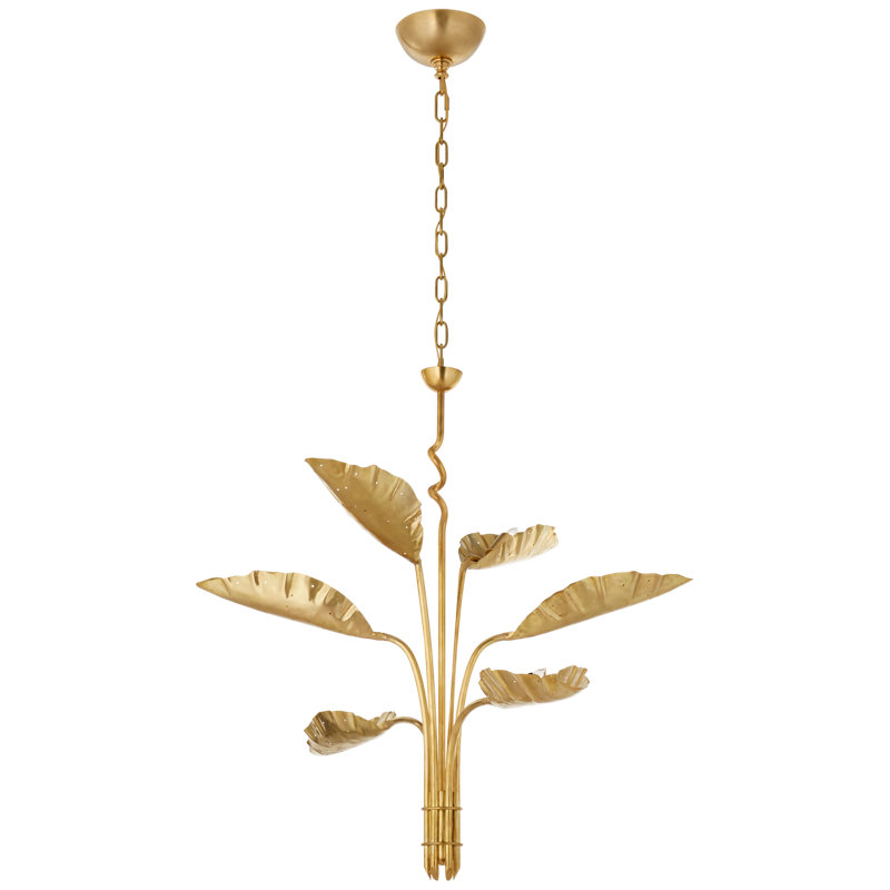 Julie Neill Dumaine Medium Pierced Leaf Chandelier, Antique-Burnished Brass