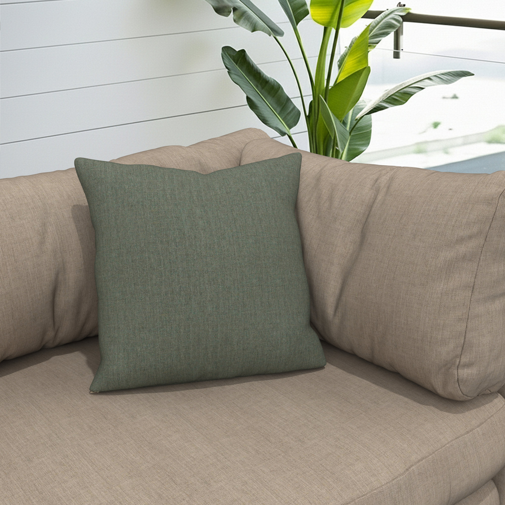 Gabi Indoor/Outdoor Throw Pillow, Square 18", Dark Green
