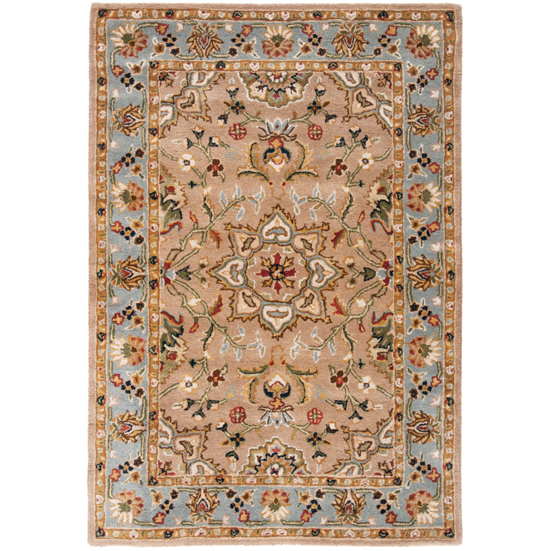 Tapis beige et bleu clair Carnasheeran, Rectangle de 5 pi x 8 pi