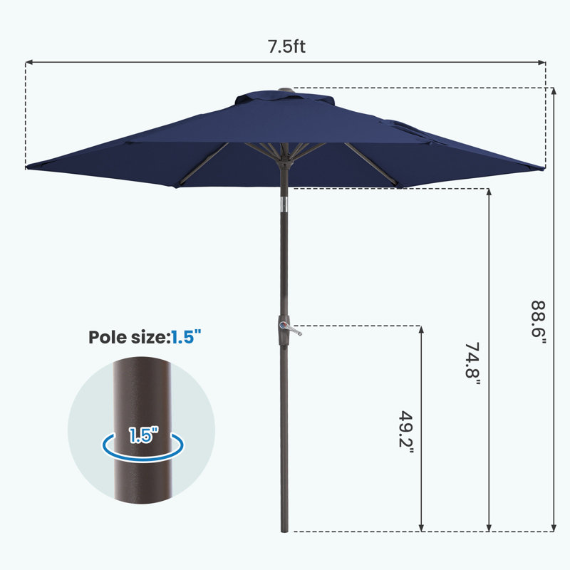 Parasol de marché inclinable 90 'Amaral, Marine