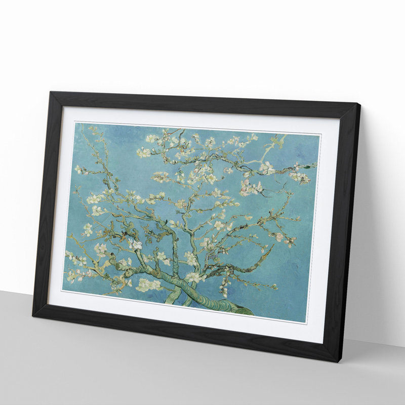 Almond Blossom Branches Vol.1 by Vincent Van Gogh - Picture Frame Graphic Art on MDF, 48cm H x 65cm W x 2cm D, Black Framed