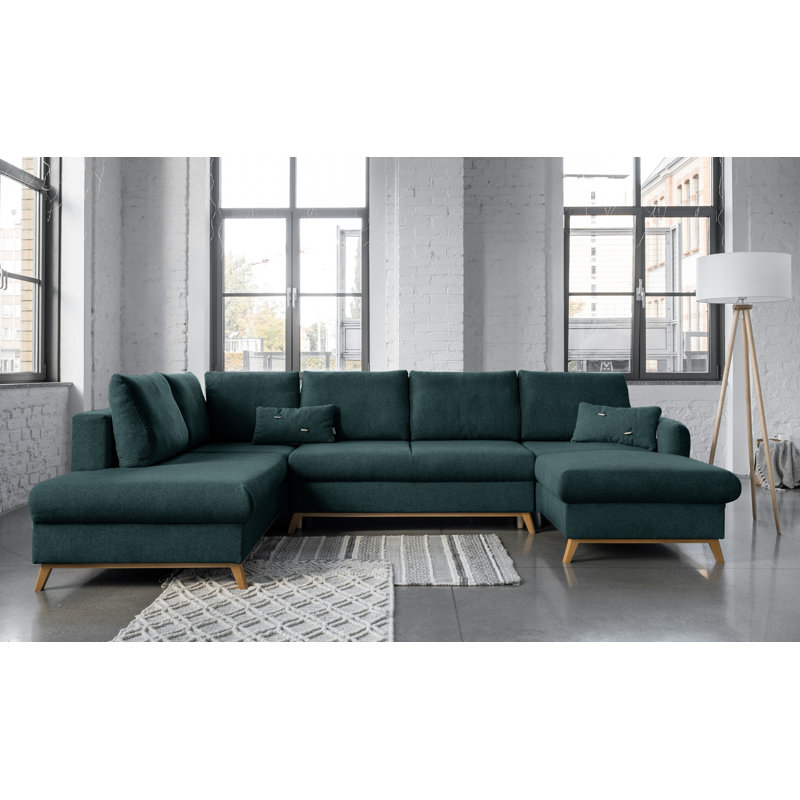 Scandic Lagom 8 Seater Sofa Bed, Turquoise, Left Hand Facing