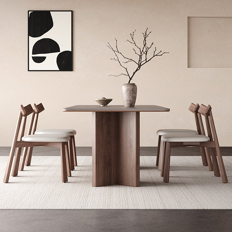 Retro light luxury rectangular dining table set, 29.5"H x 78.7"L x 31.5"W