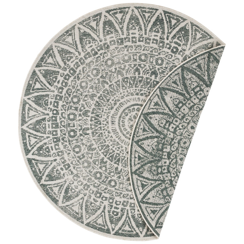 Lilja Flatweave Green Rug, 100 cm