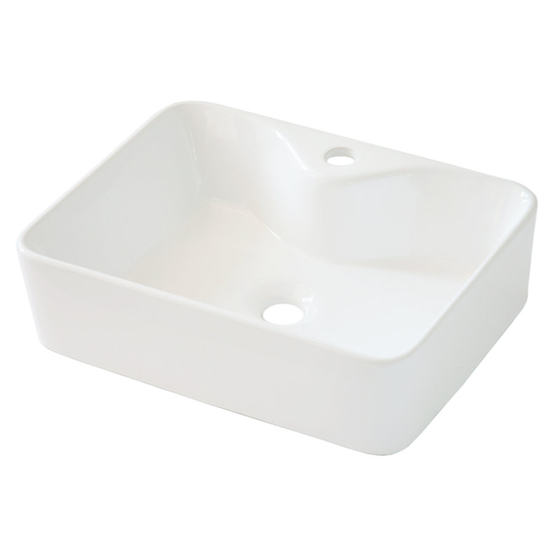 19"X15" White Ceramic Rectangular Vessel Bathroom Sink