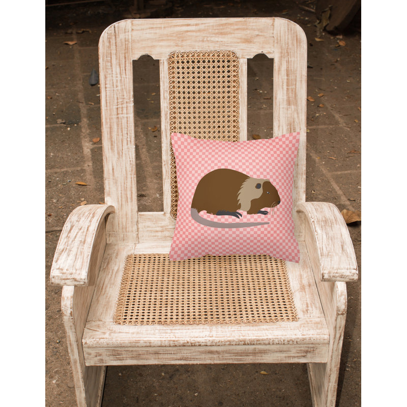 Coussin décoratif extérieur à carreaux nutria river rat, 18 po x 18 po, Rose