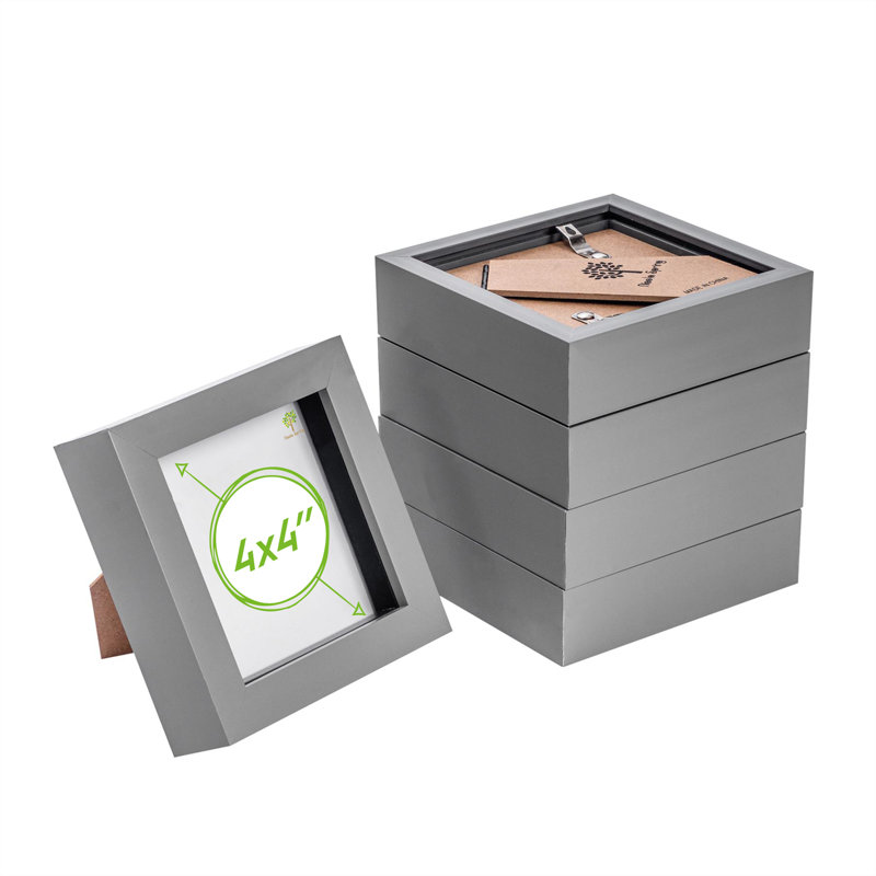 Nicola Spring - 3D Box Photo Frames, 12.5cm H x 12.5cm W x 3.5cm D, Grey